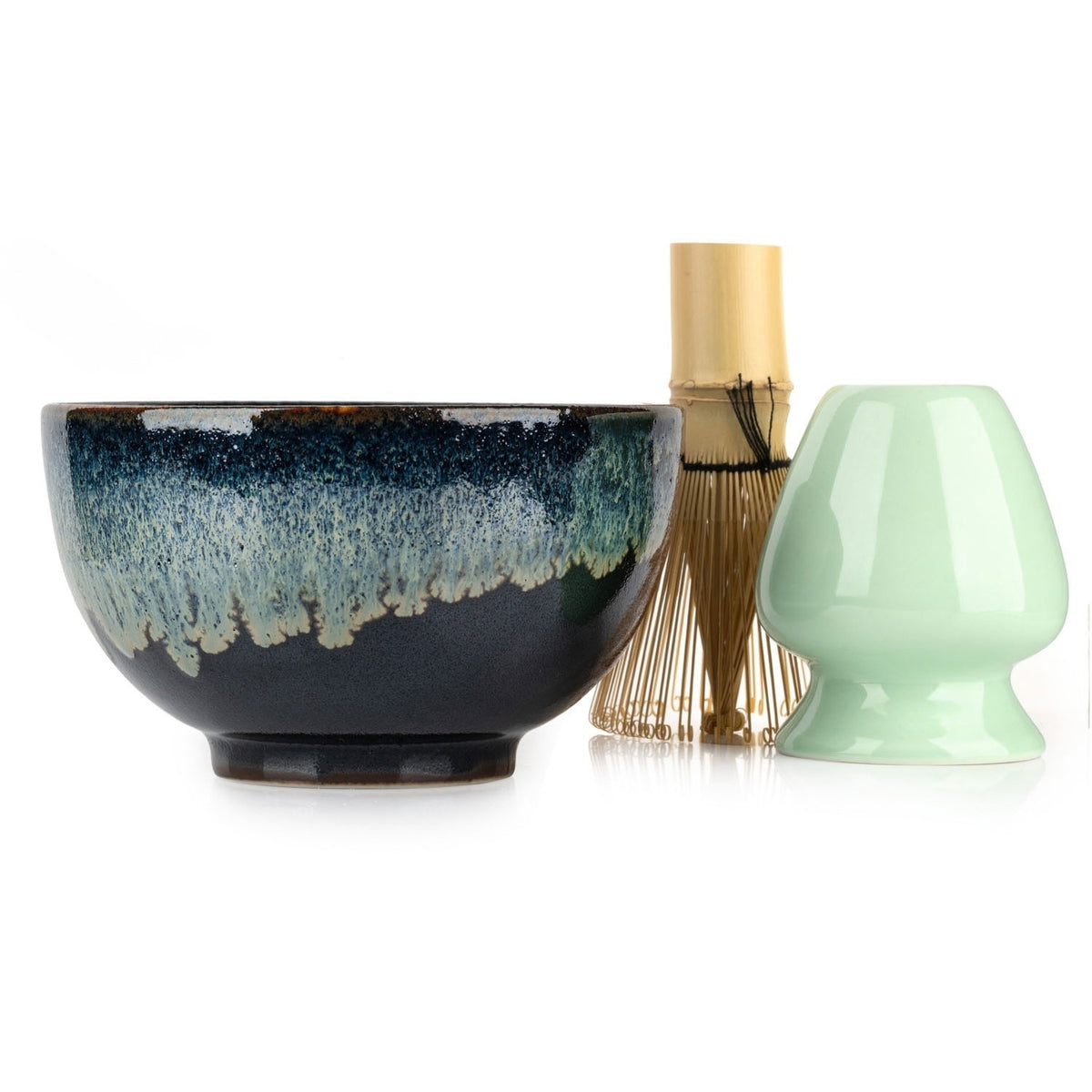 Okinawa 3 pce Japanese Matcha Tea Bowl Gift Set side