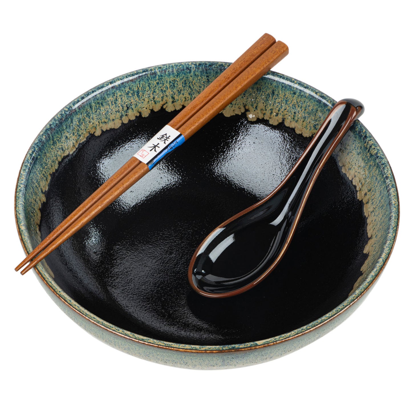 Okinawa Japanese Ramen Bowl Set a bowl, chopsticks and a spoon