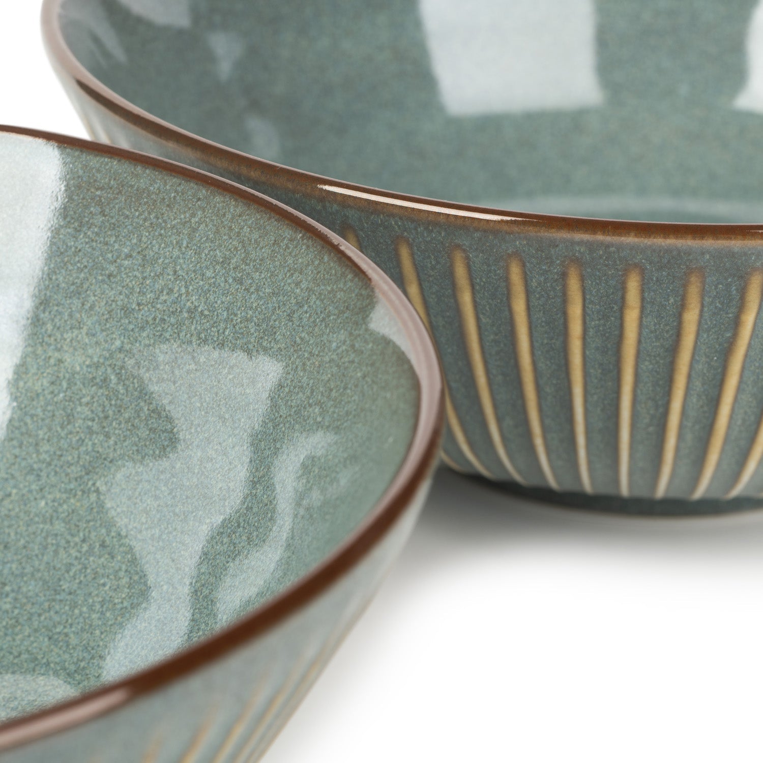 Olive Green Sendan Japanese Noodle Bowl Set detail