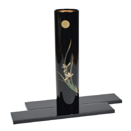 Orchid Chrysanthemum Japanese Lacquer Vase