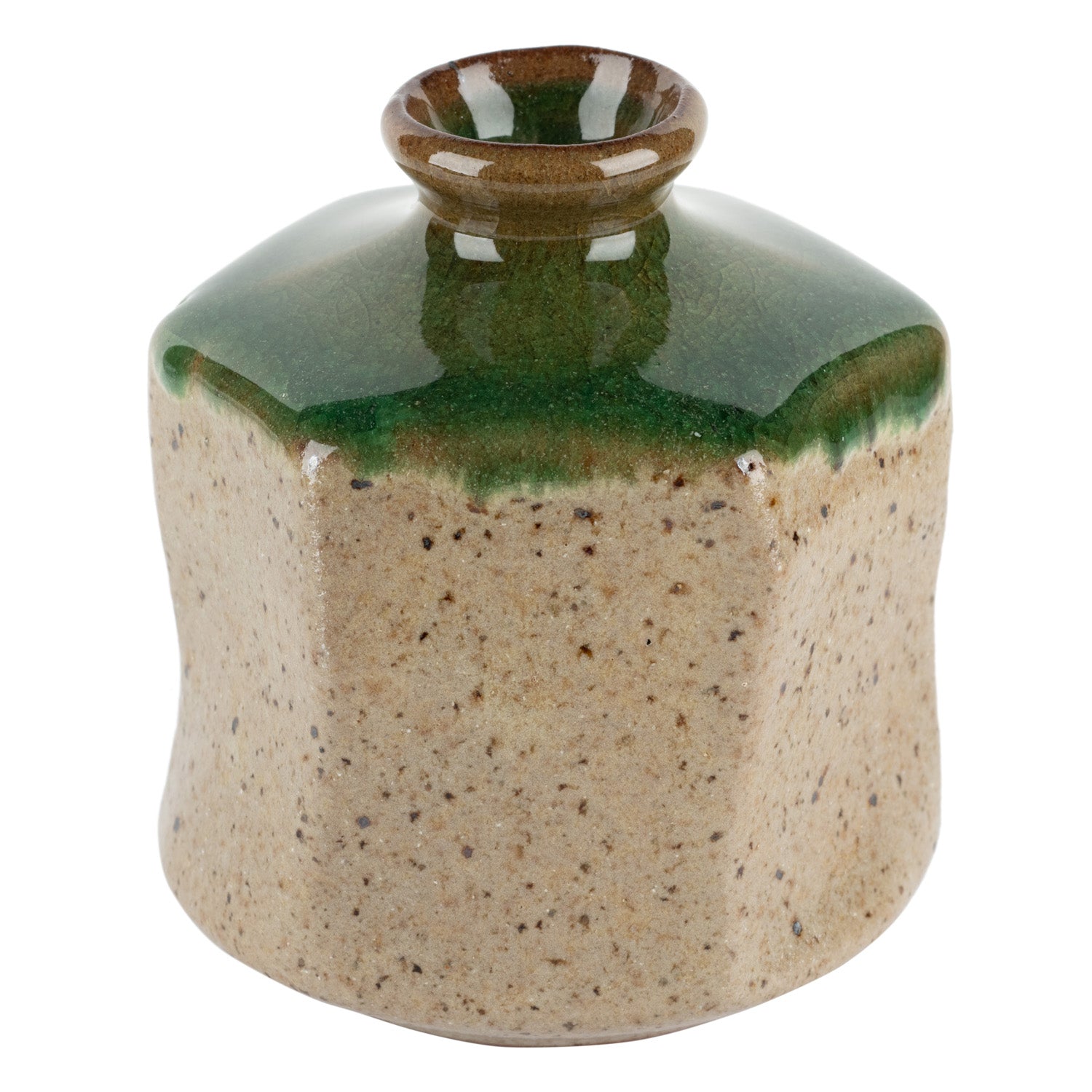 Oribe Green Japanese Mini Vase