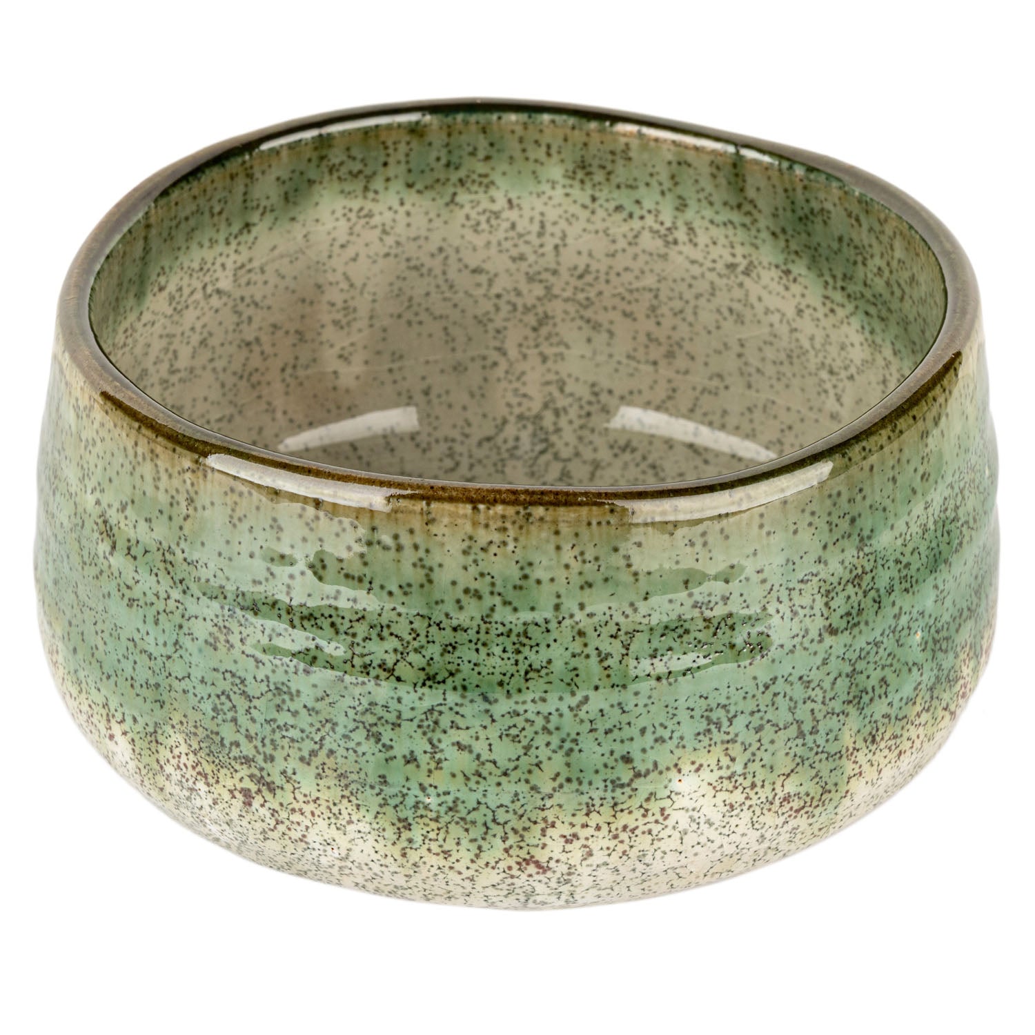 Oribe Nagashi Premium Japanese Matcha Tea Bowl open