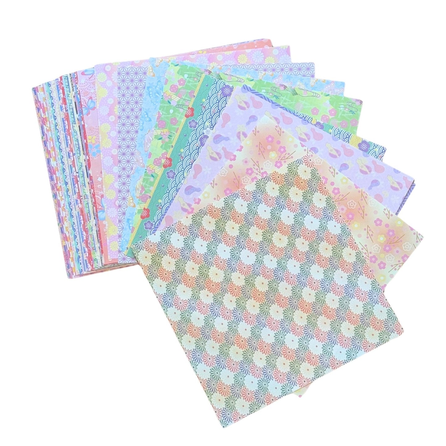 Pack 44 Sheets Mixed Floral Patterns Japanese Origami Paper open