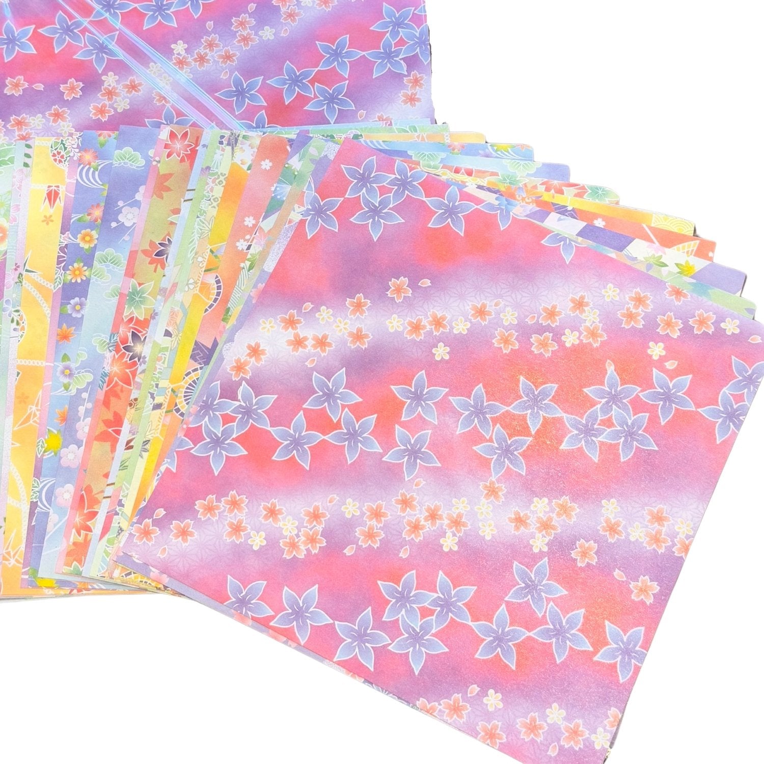 Pack 80 Sheets Floral Pattern Assorted Japanese Origami open