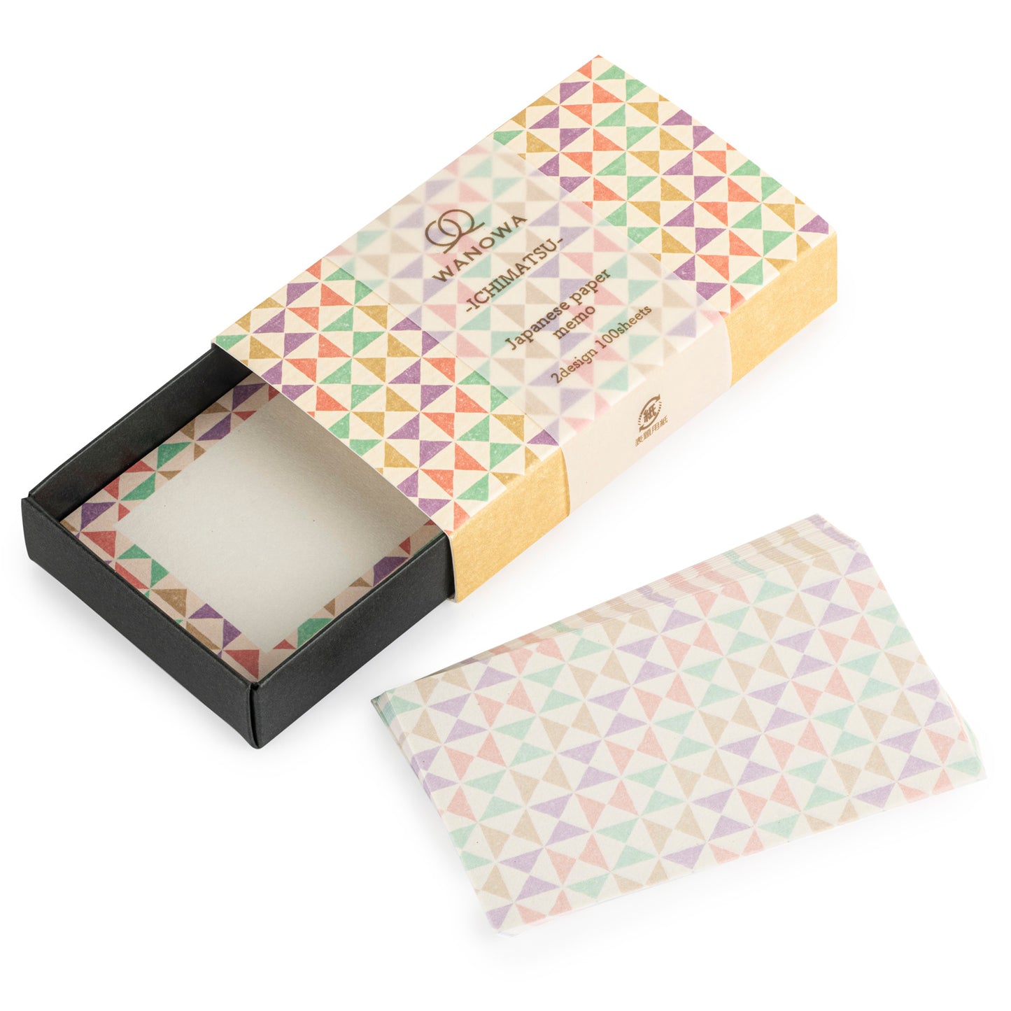 Pastel Triangles Japanese Paper Memo Box open