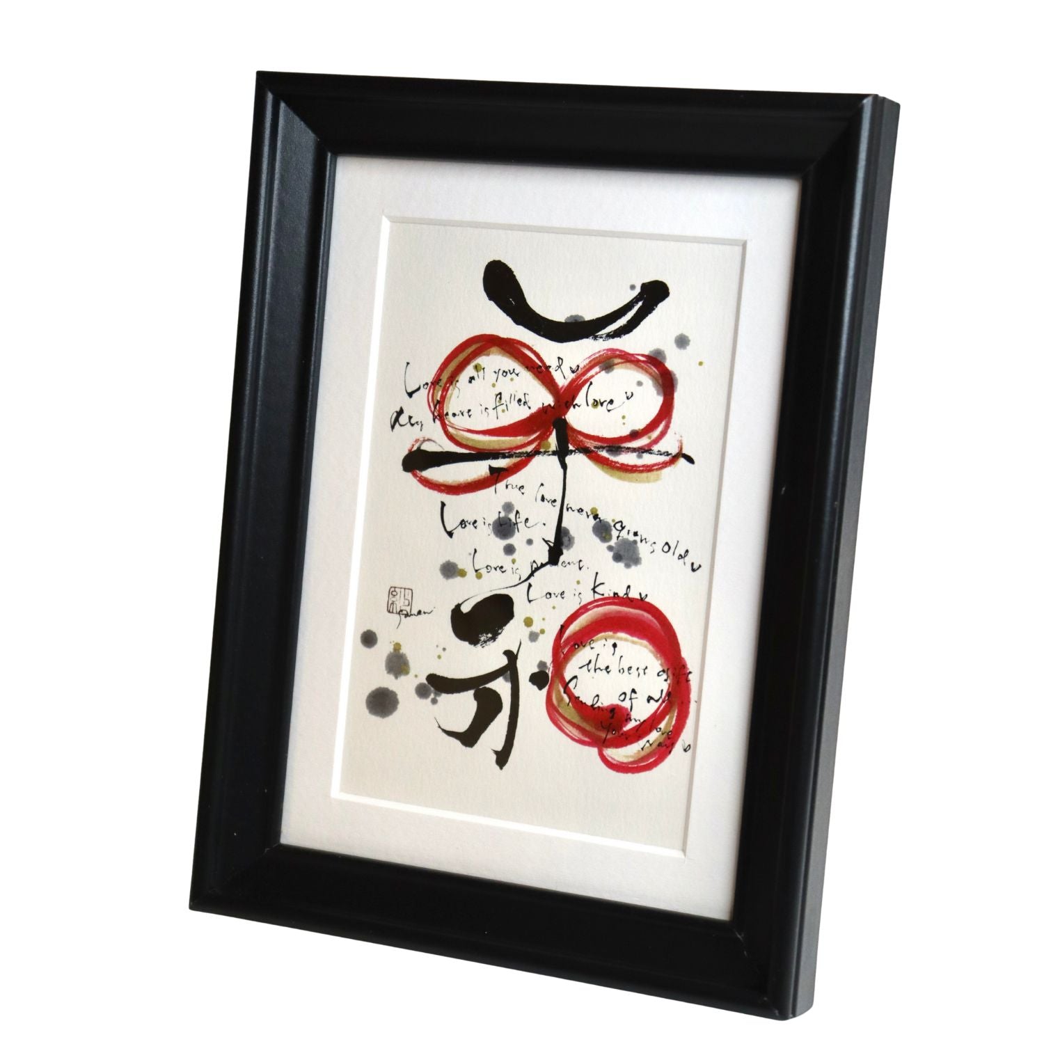 Peace and Love Black Frame A5 Japanese Print