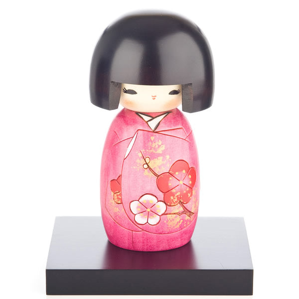 Pink Blossom Authentic Wooden Kokeshi Doll