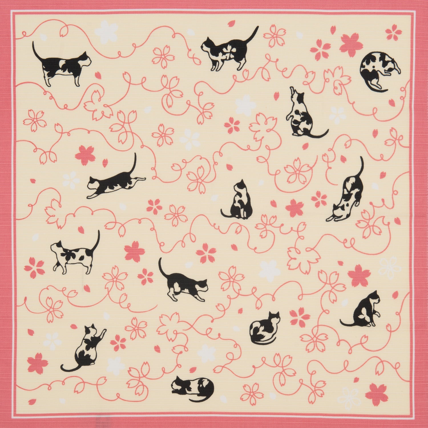 Pink Lucky Cat Japanese Cotton Furoshiki