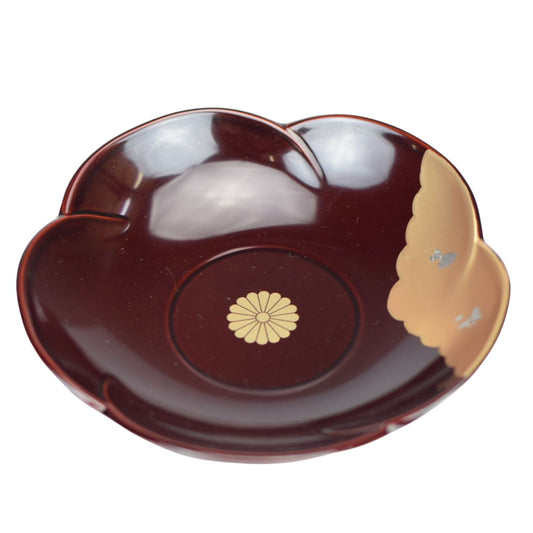 Plum with Gold Kiku and Cloud Japanese Lacquer Coaster