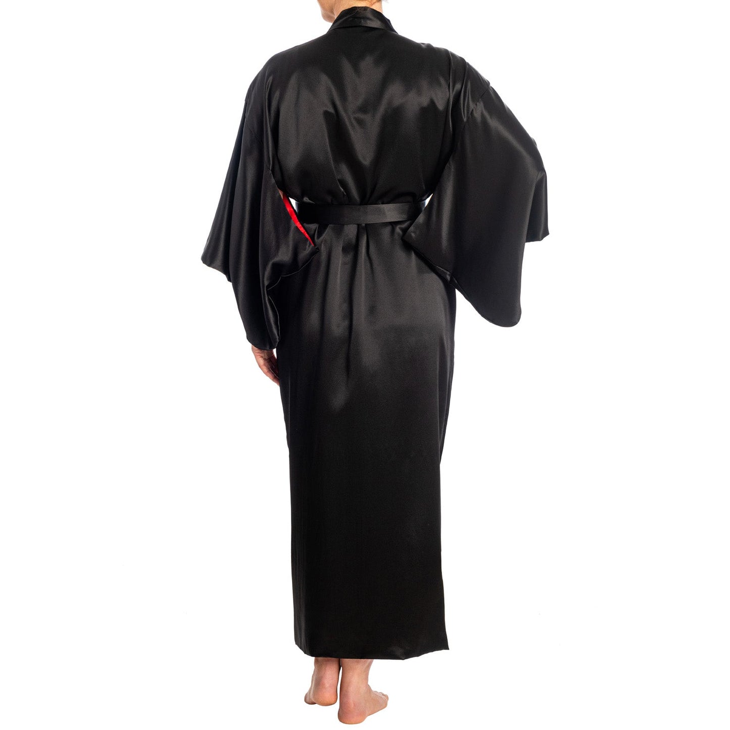 Premium Black Silk Ladies Japanese Kimono