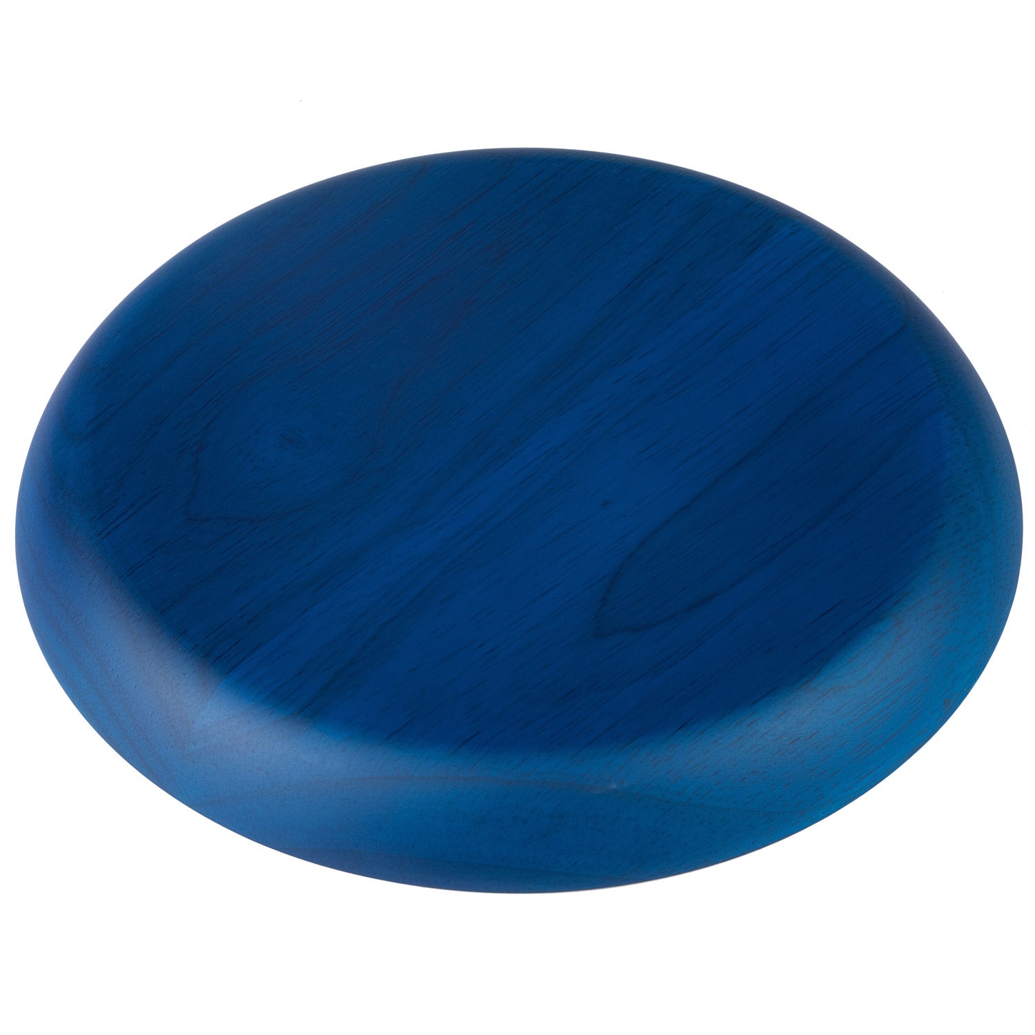 Premium Solid Blue Japanese Round Wooden Plate back