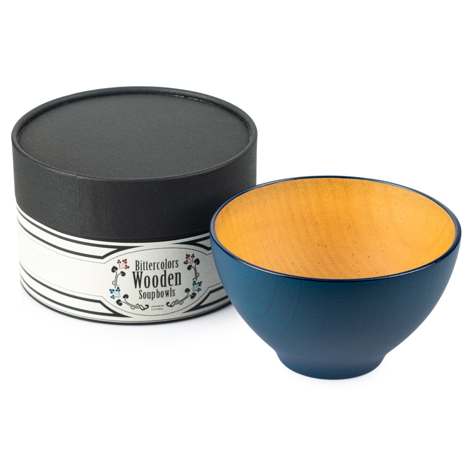 Premium Blue Japanese Wooden Soup Bowl and gift box