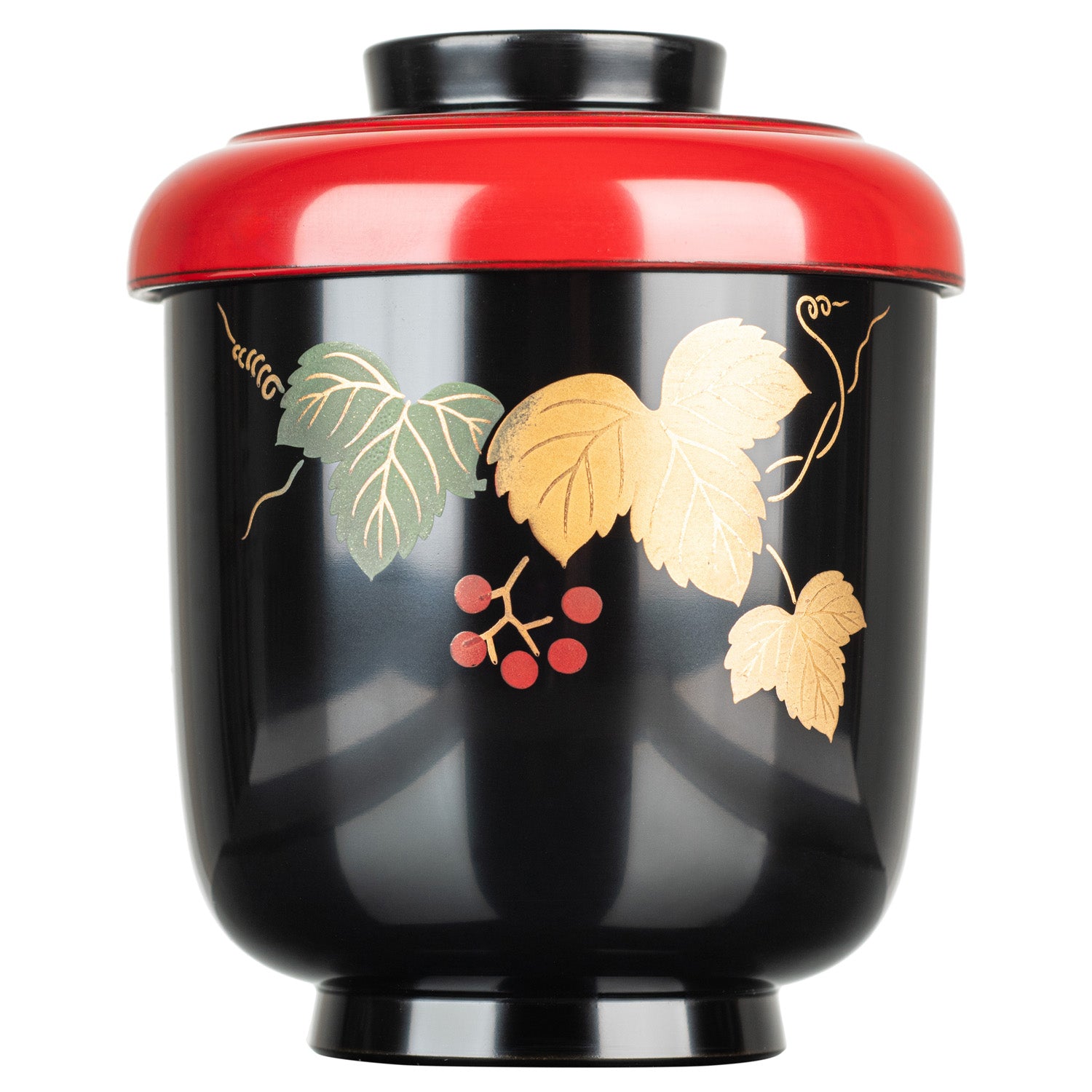 Premium Gold Ivy Japanese Urushi Wooden Bowl and Lid side