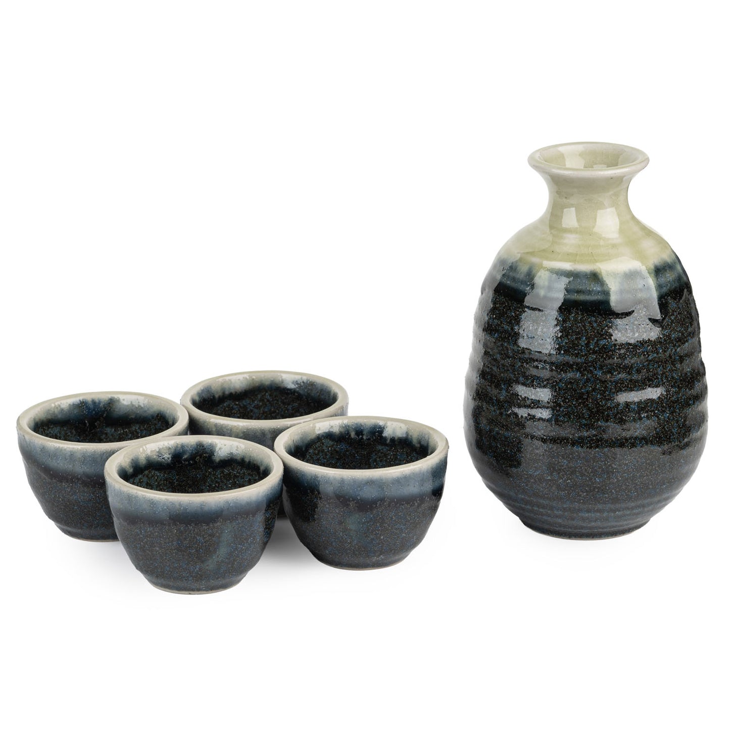Premium Navy and Sage Japanese Sake Set