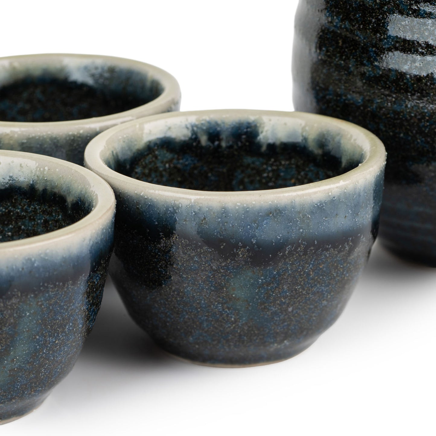 Premium Navy and Sage Japanese Sake Set cup detail