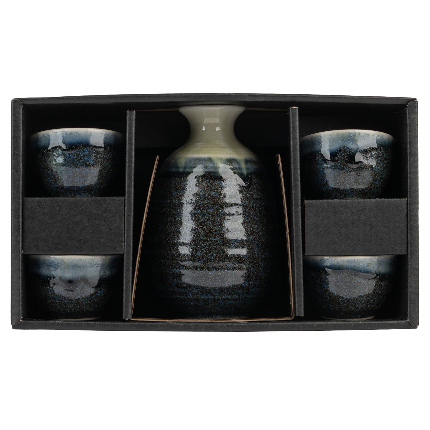 Premium Navy and Sage Japanese Sake Set in the gift box
