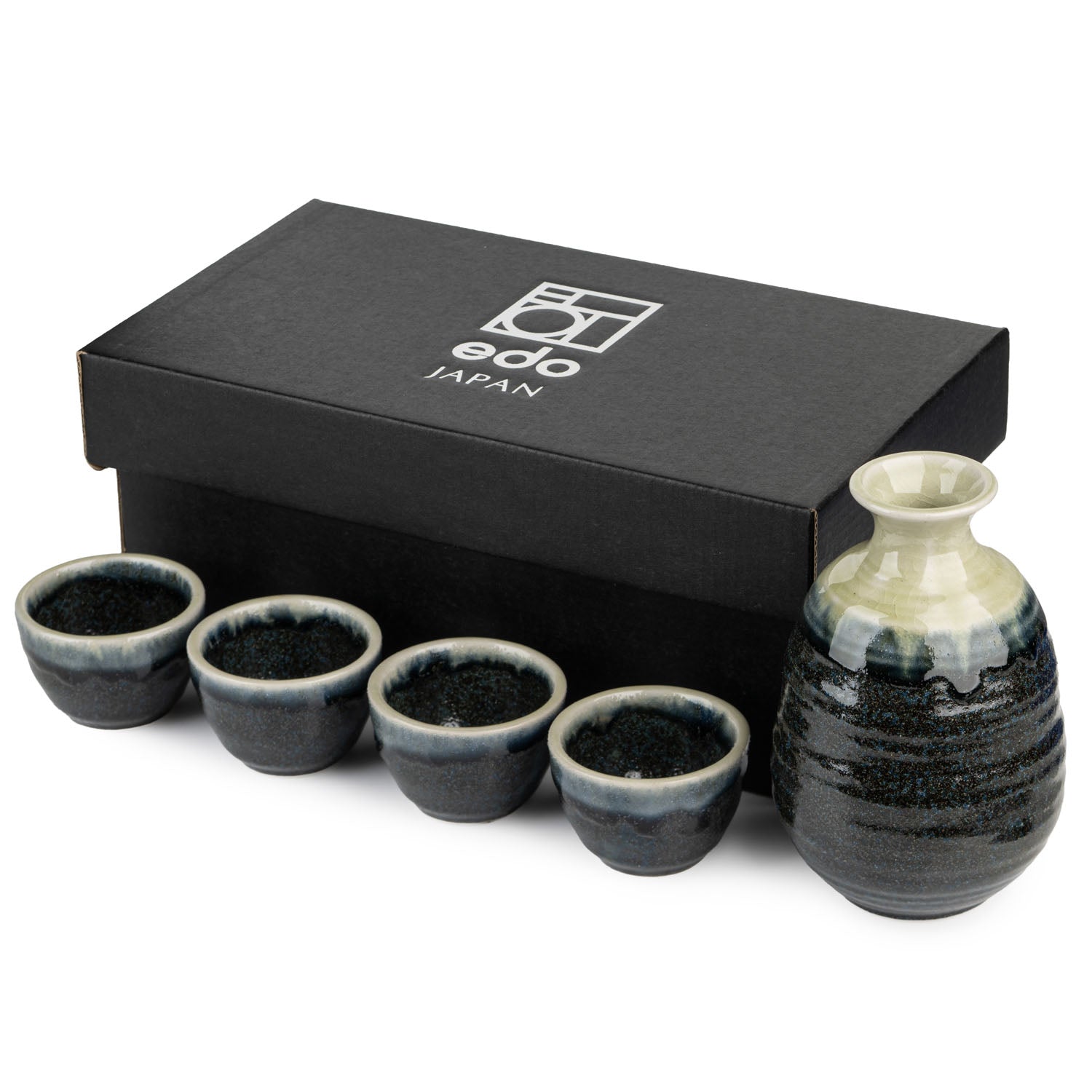 Premium Navy and Sage Japanese Sake Set and gift box