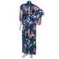 Premium Navy Geisha and Blossom Silk Japanese Kimono back