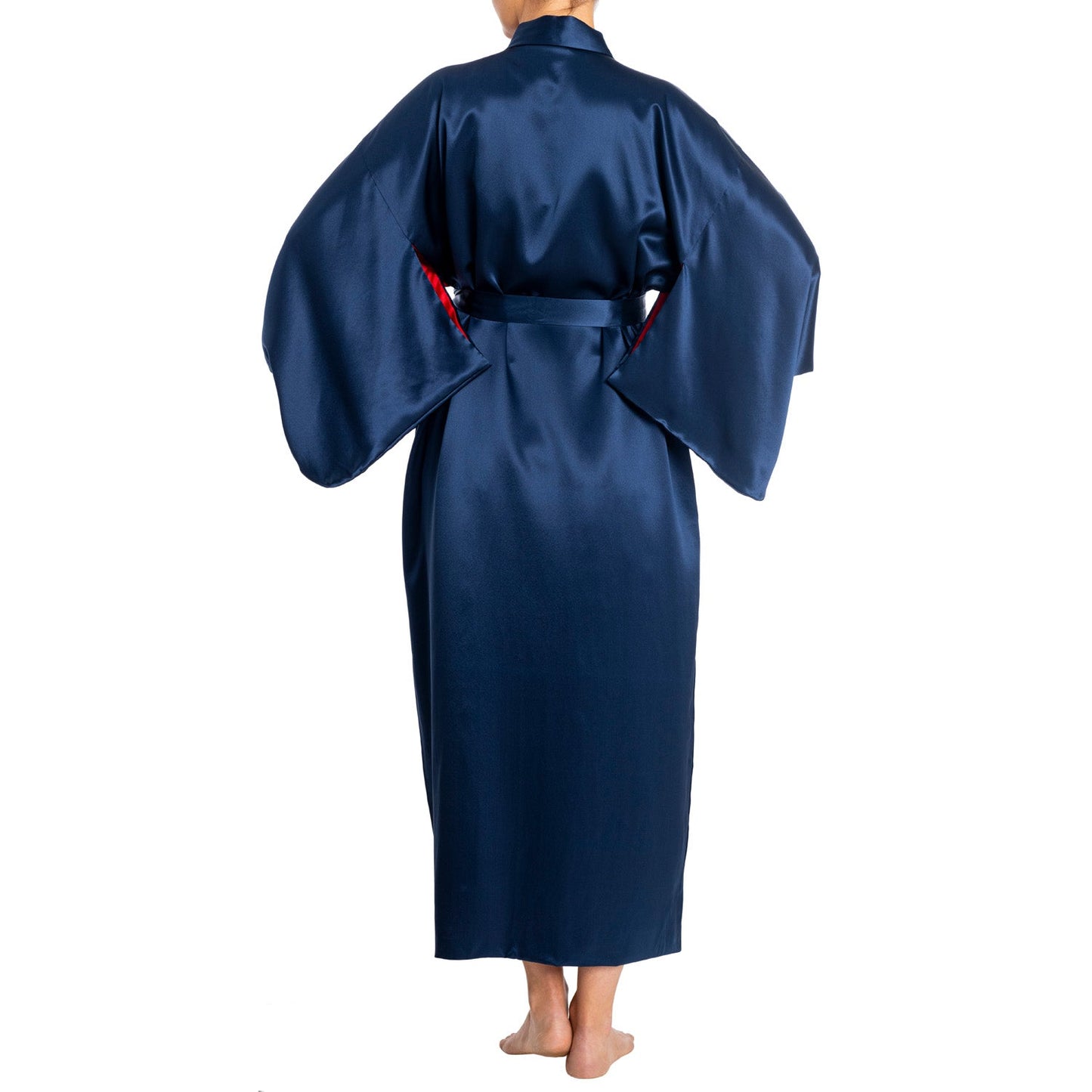 Premium Navy Silk Ladies Japanese Kimono