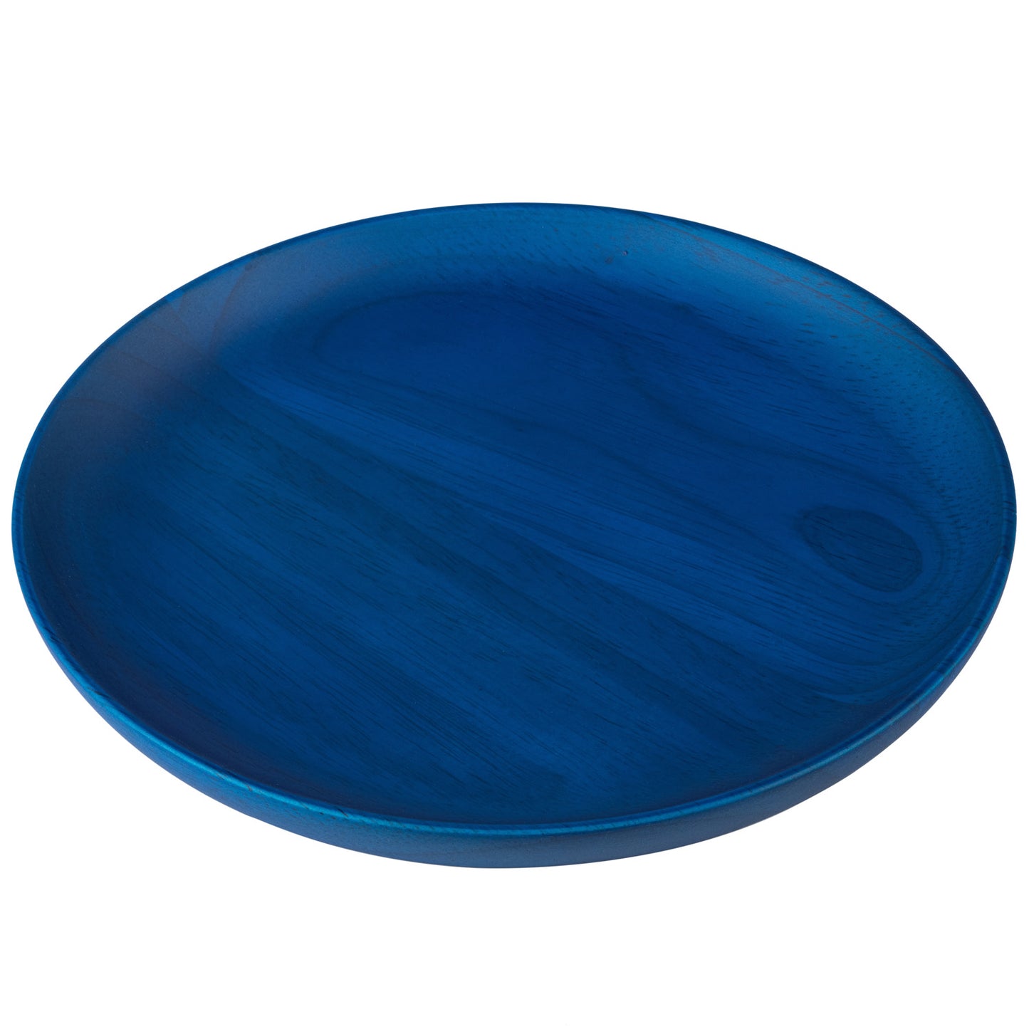 Premium Solid Blue Japanese Round Wooden Plate