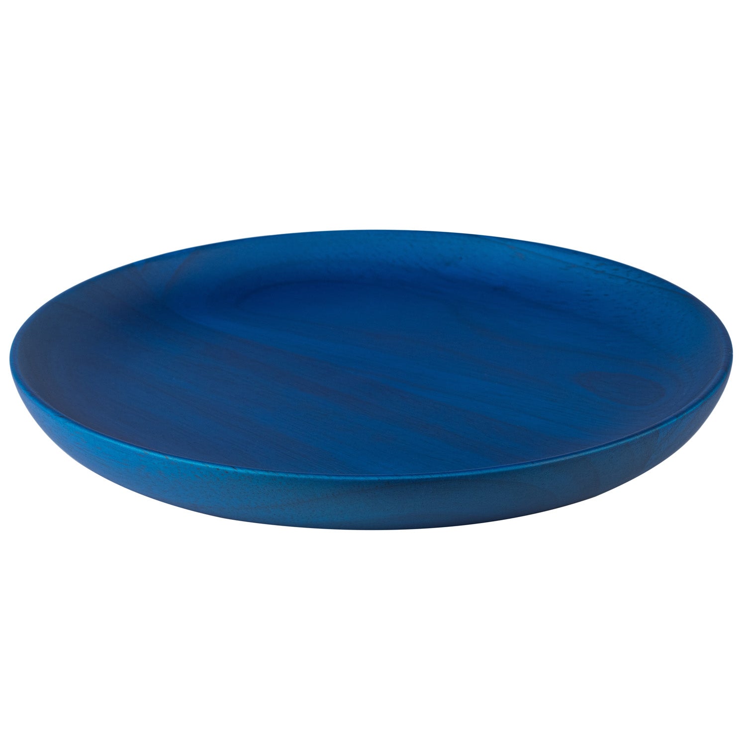 Premium Solid Blue Japanese Round Wooden Plate