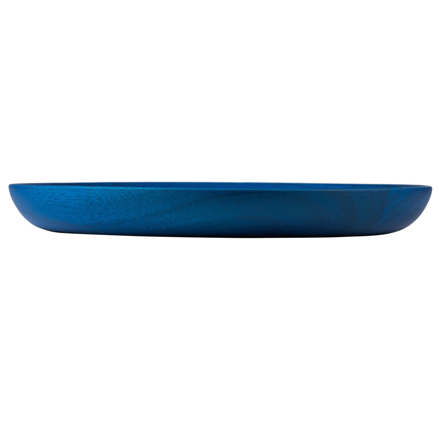 Premium Sloid Blue Japanese Round Wooden Plate side