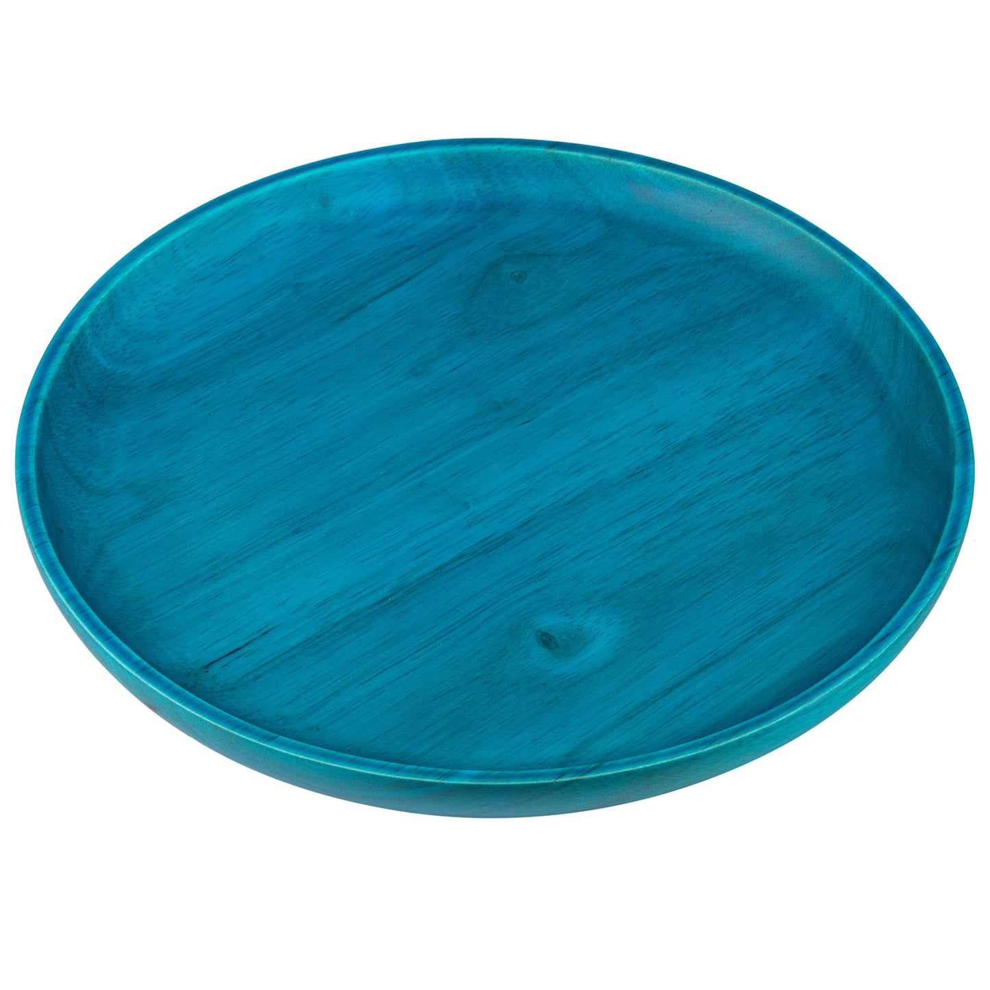 Premium Solid Turquoise Japanese Round Wooden Plate