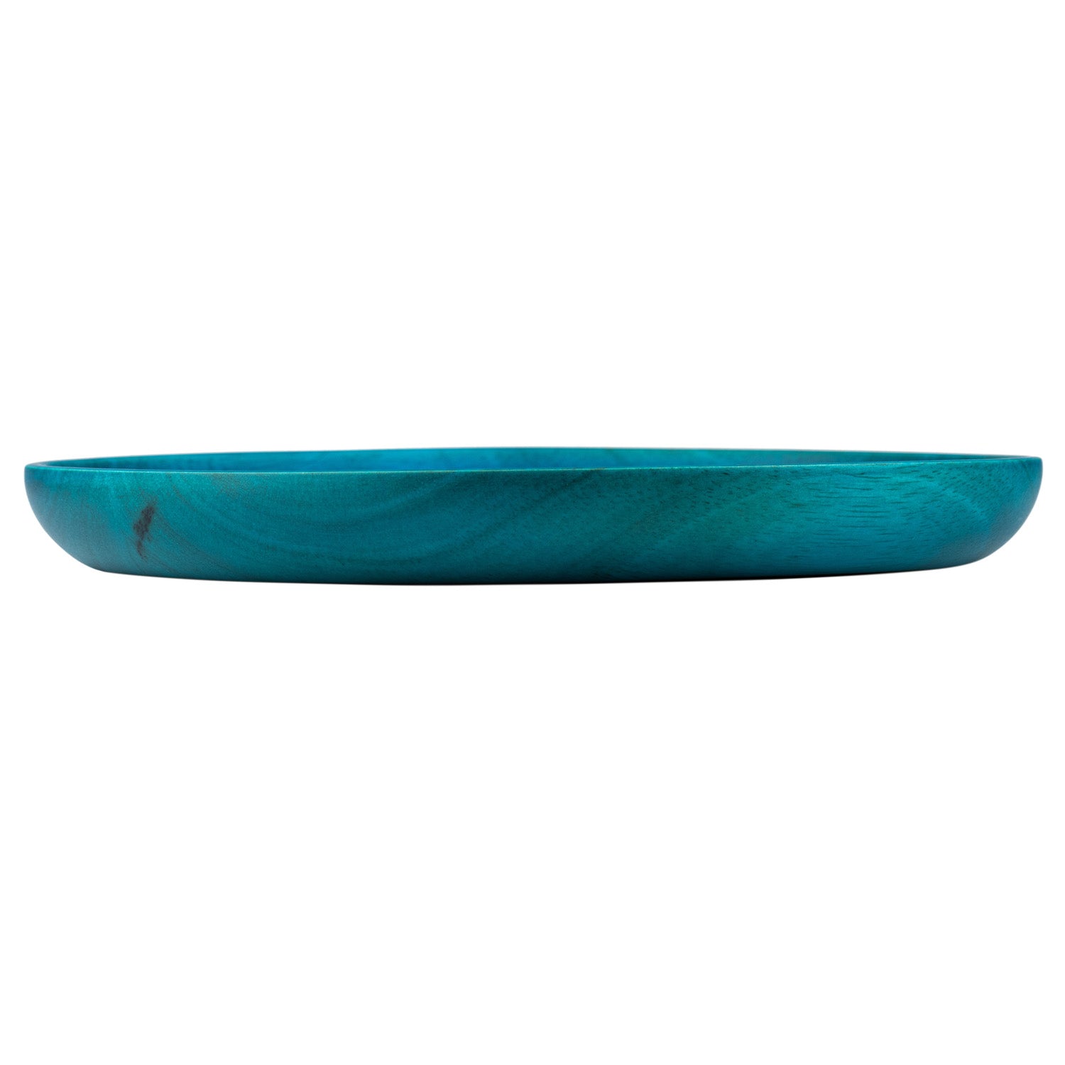 Premium Solid Turquoise Japanese Round Wooden Plate side