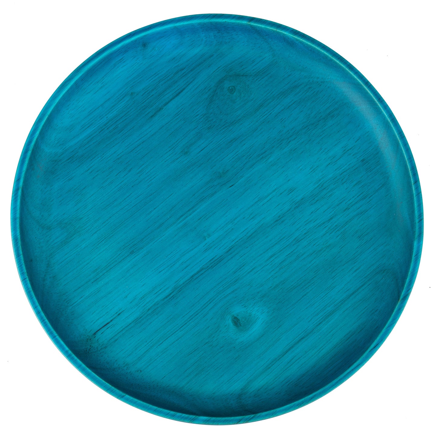 Premium Solid Turquoise Japanese Round Wooden Plate top