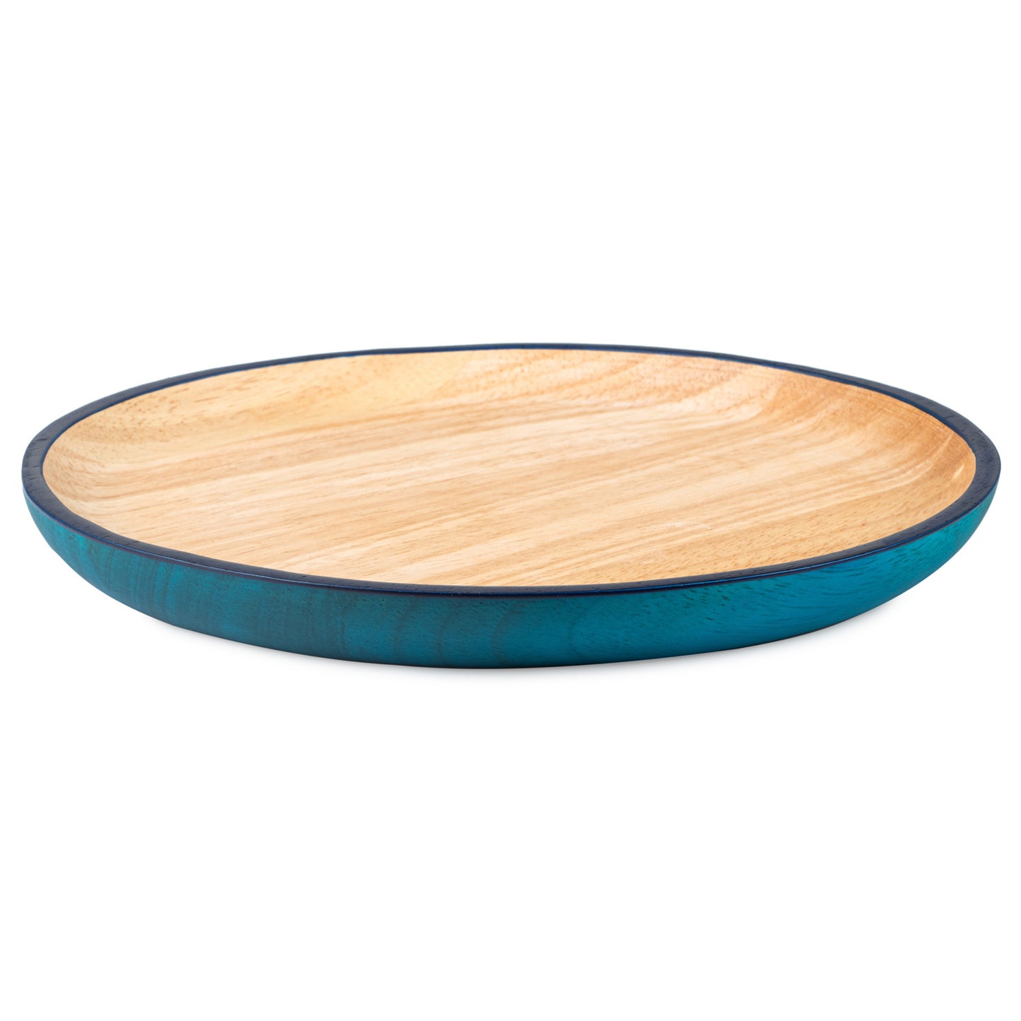 Premium Turquoise Japanese Round Wooden Plate