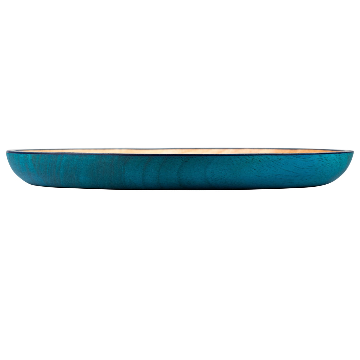 Premium Turquoise Japanese Round Wooden Plate side