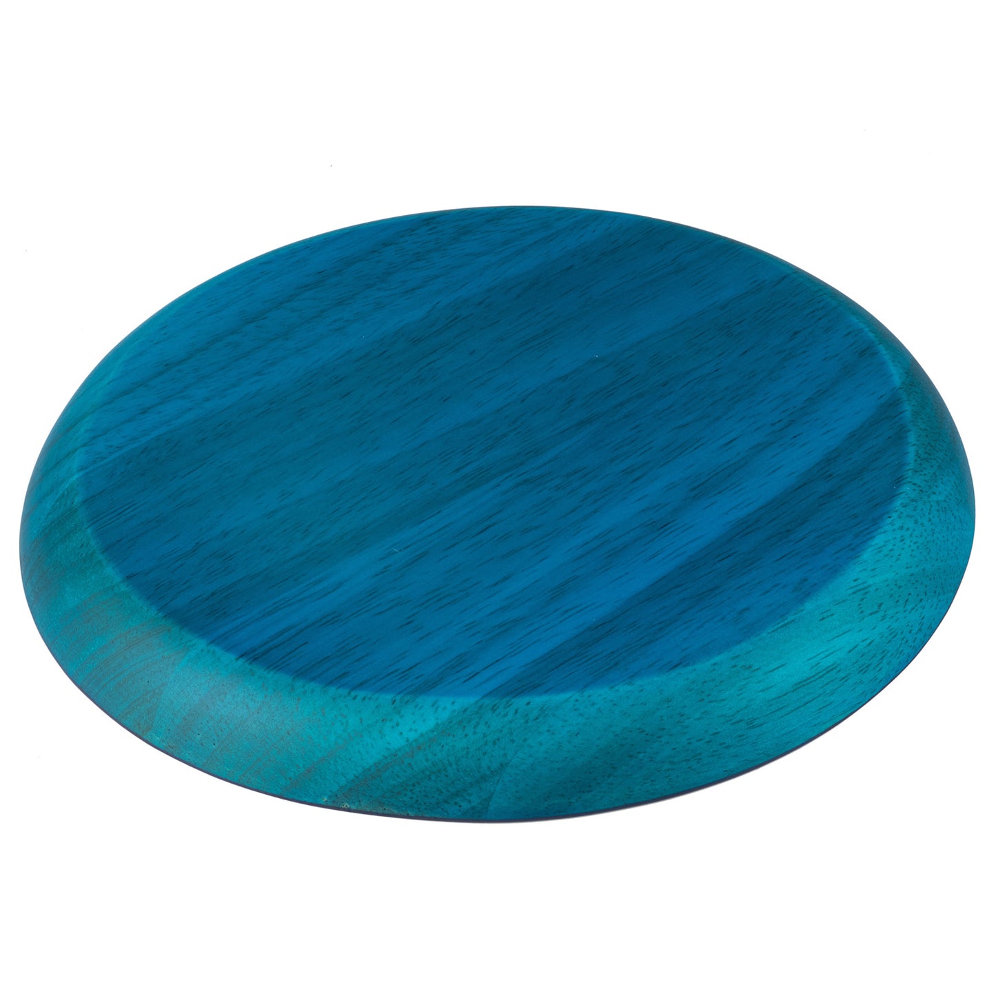 Premium Solid Turquoise Japanese Round Wooden Plate bottom