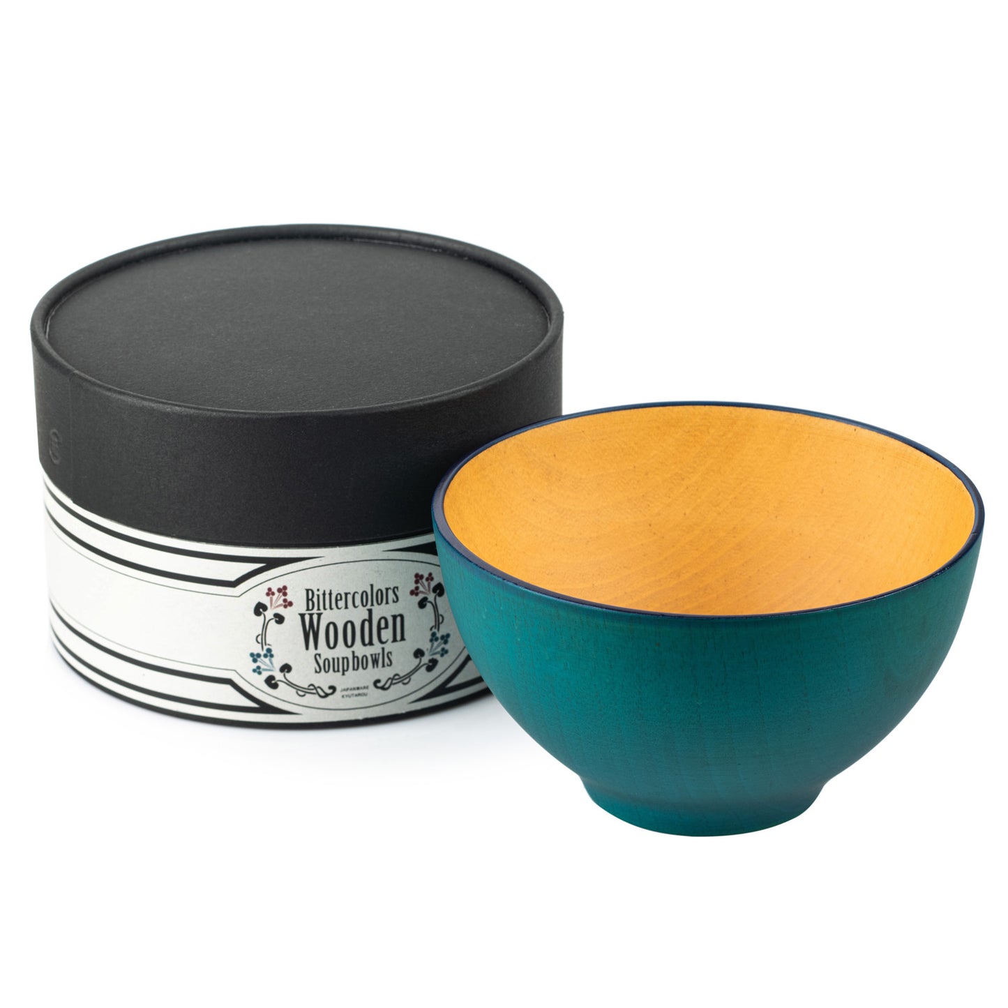 Premium Turquoise Japanese Wooden Soup Bowl and gift box