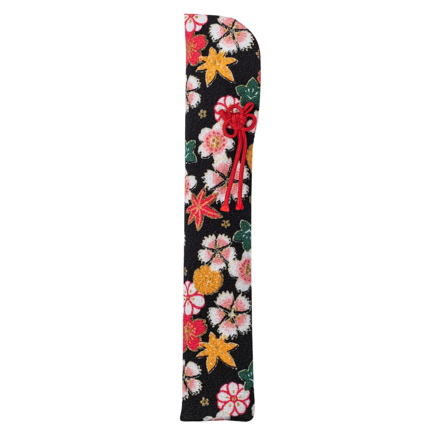 Pretty Black Floral Japanese Folding Fan Case