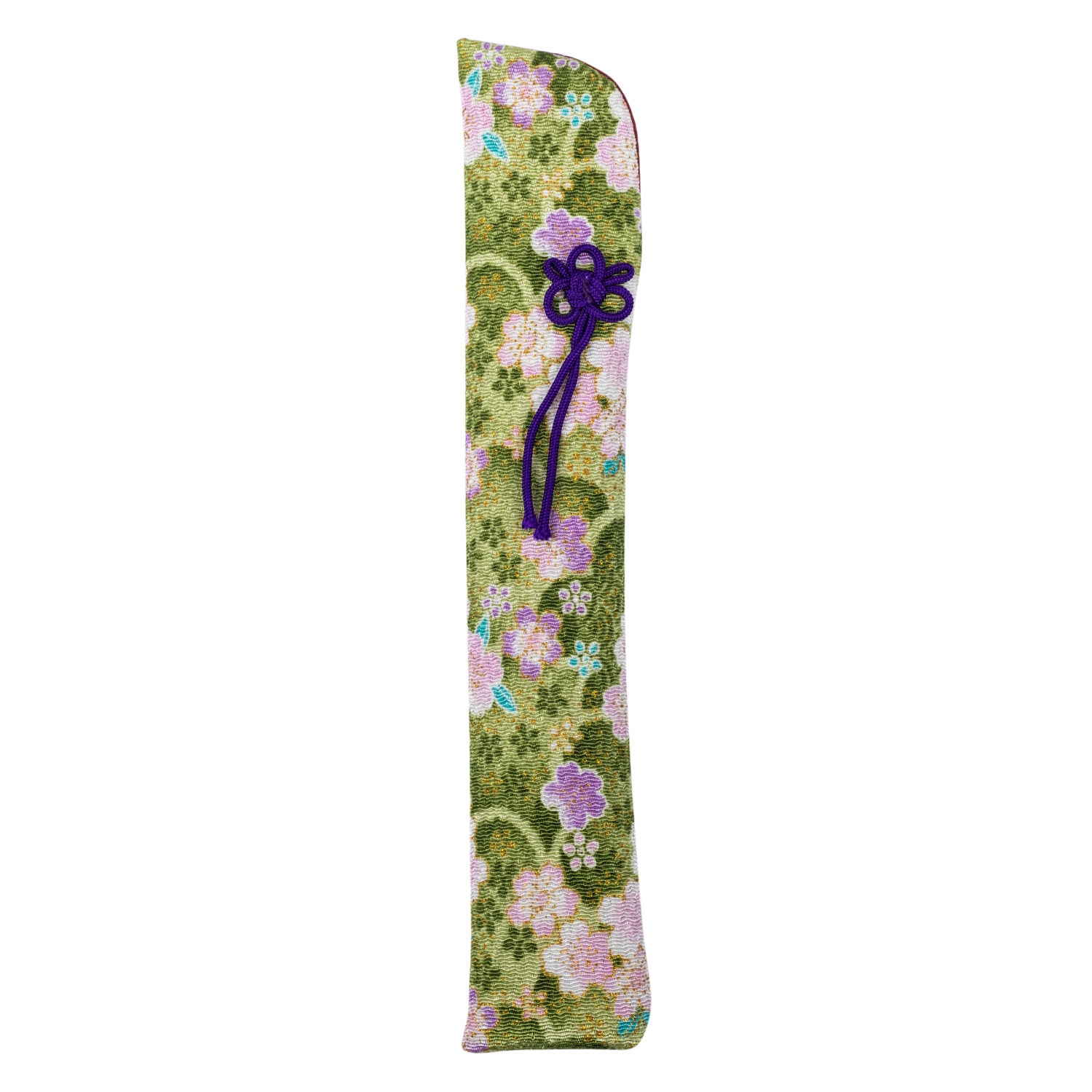 Pretty Green Floral Japanese Folding Fan Case