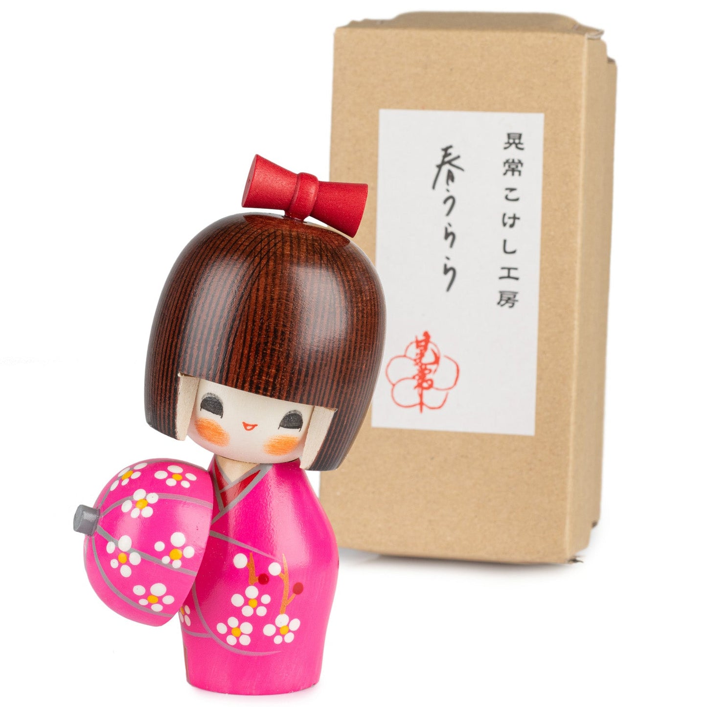 Pretty Lady in Pink Japanese Kokeshi Doll and gift box