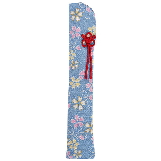 Pretty Pale Blue Floral Japanese Folding Fan Case