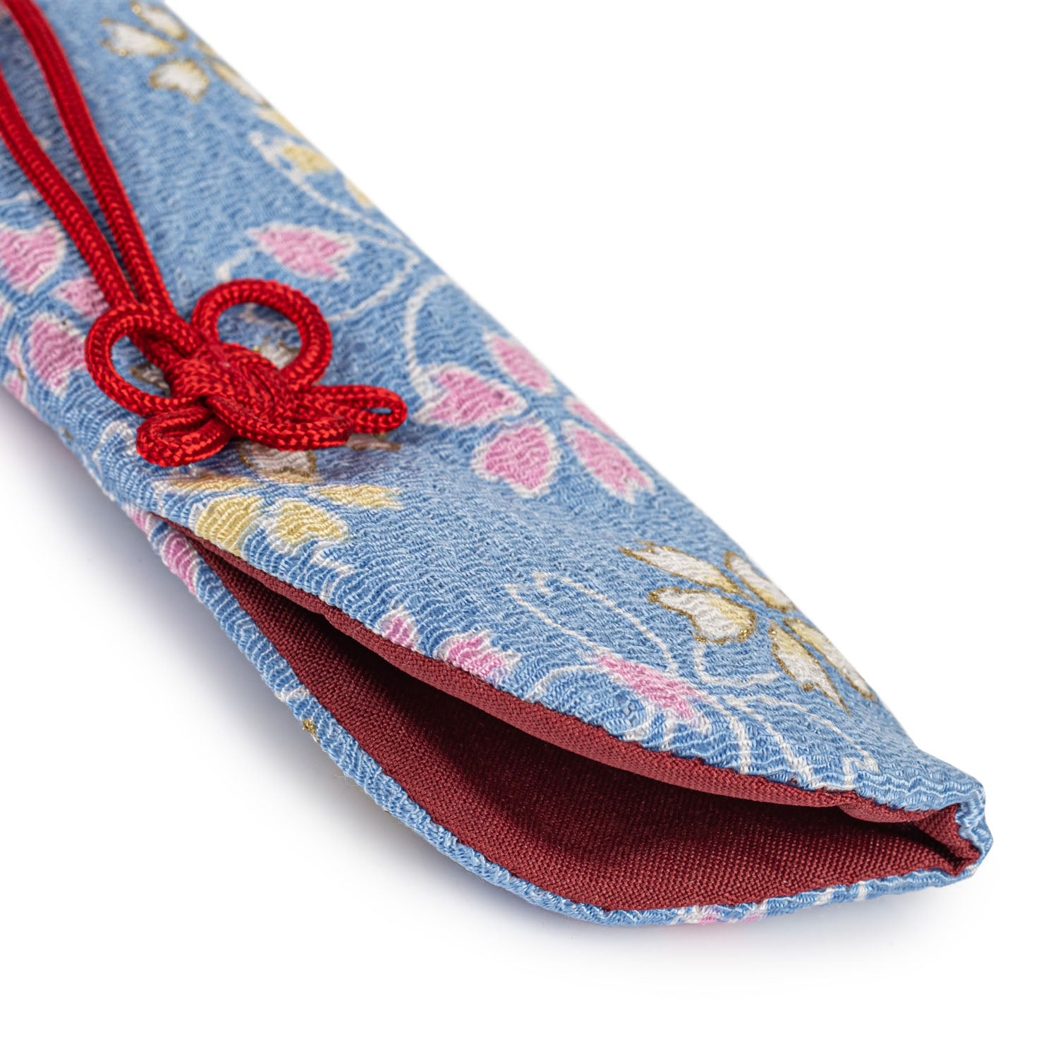 Pretty Pale Blue Floral Japanese Folding Fan Case detail