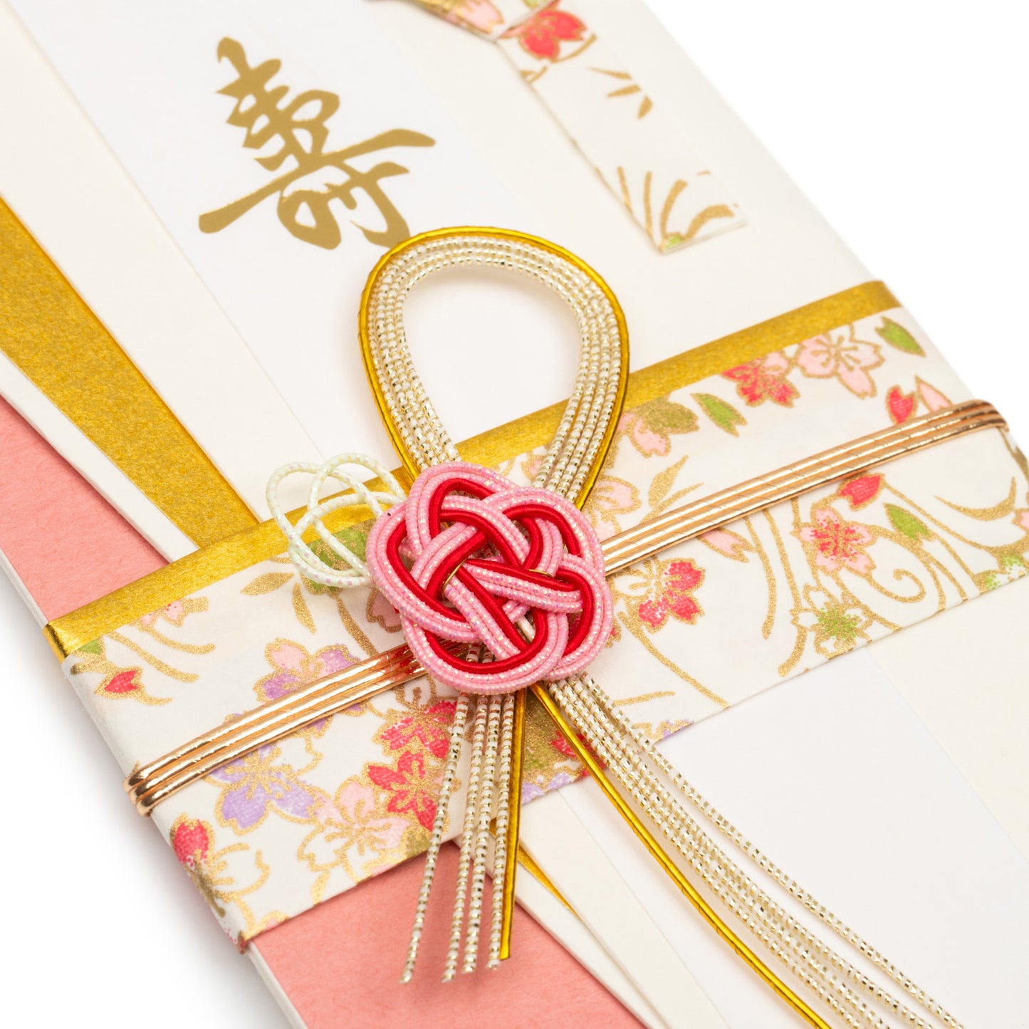 Pretty Pink Floral Japanese Wedding Card detail