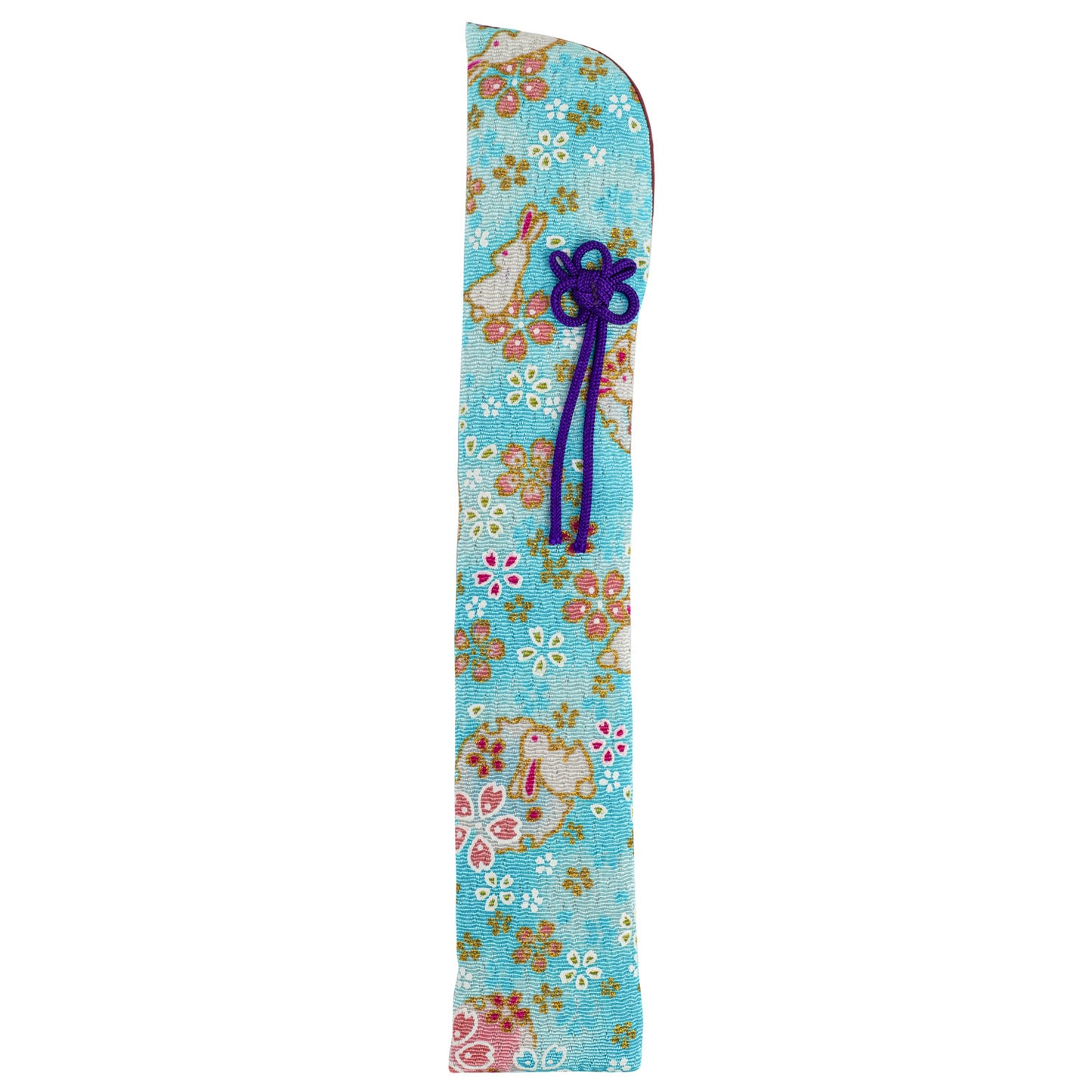 Pretty Turquoise Floral Japanese Folding Fan Case