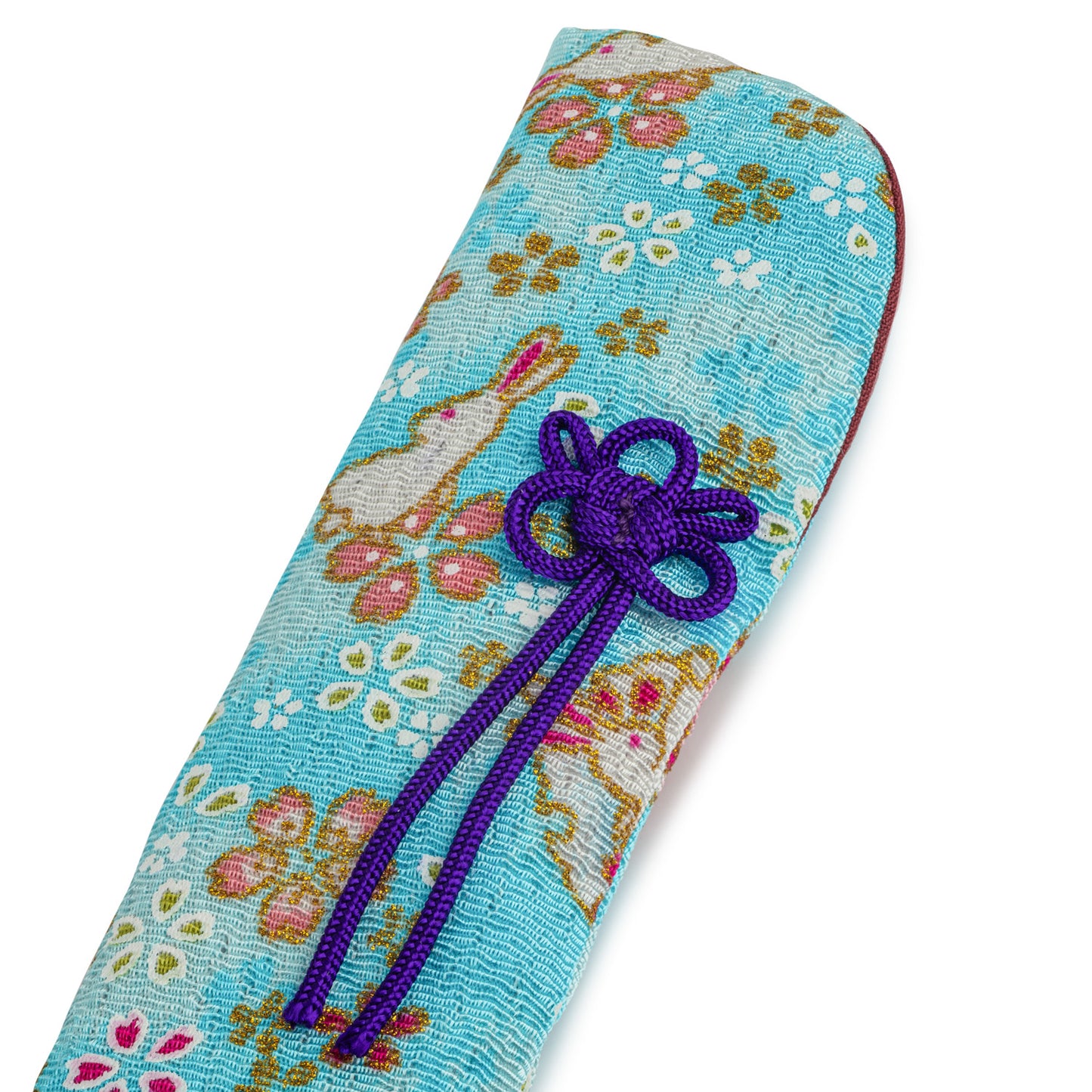 Pretty Turquoise Floral Japanese Folding Fan Case top