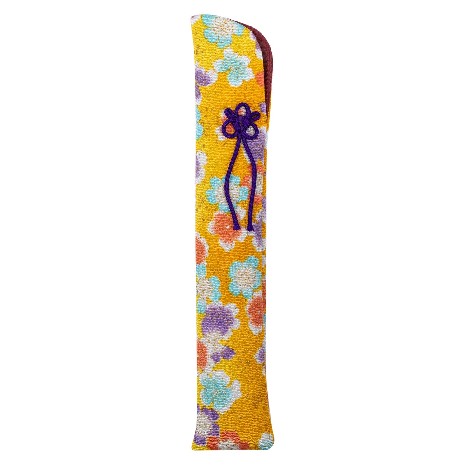 Pretty Yellow Floral Japanese Folding Fan Case