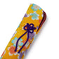 Pretty Yellow Floral Japanese Folding Fan Case detail