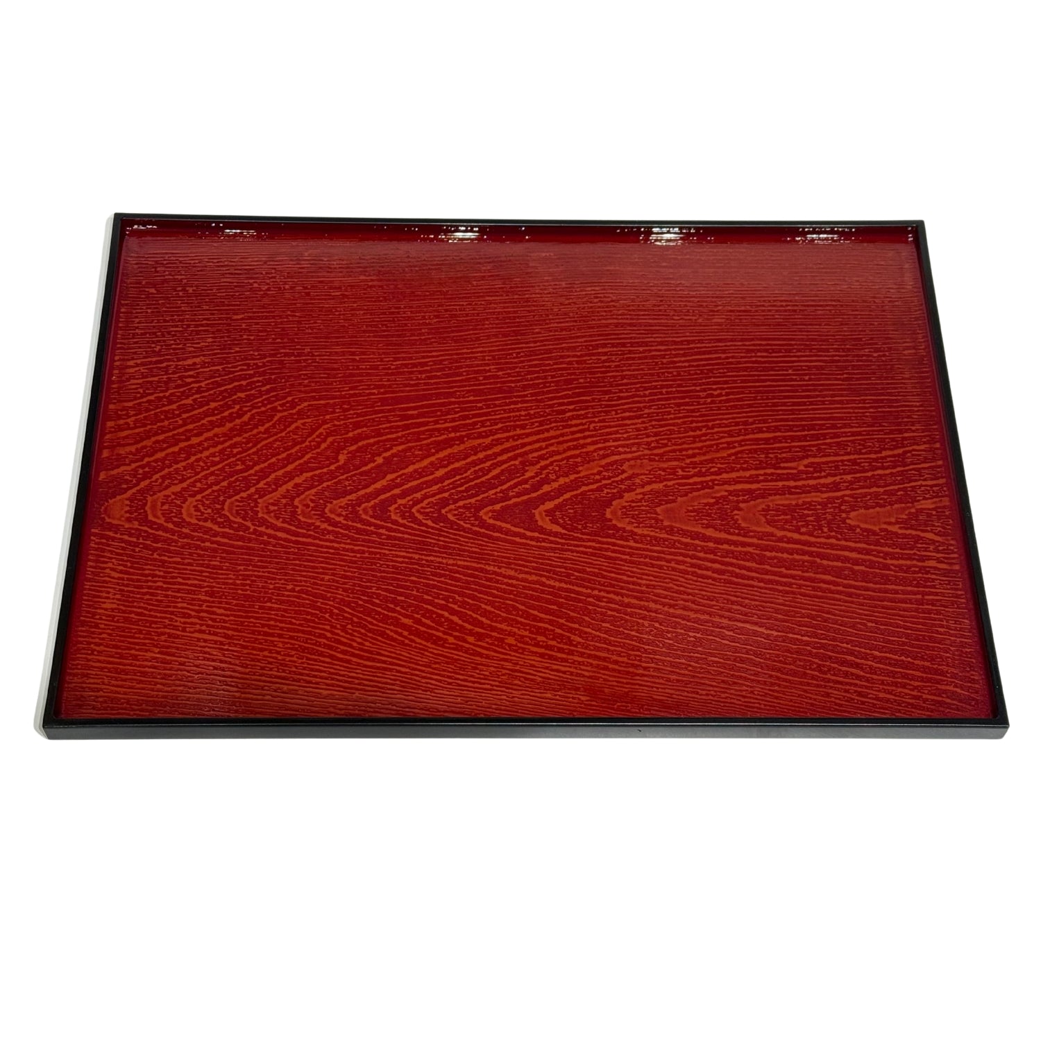 Red and Black Wood Effect Japanese Lacquer Tray