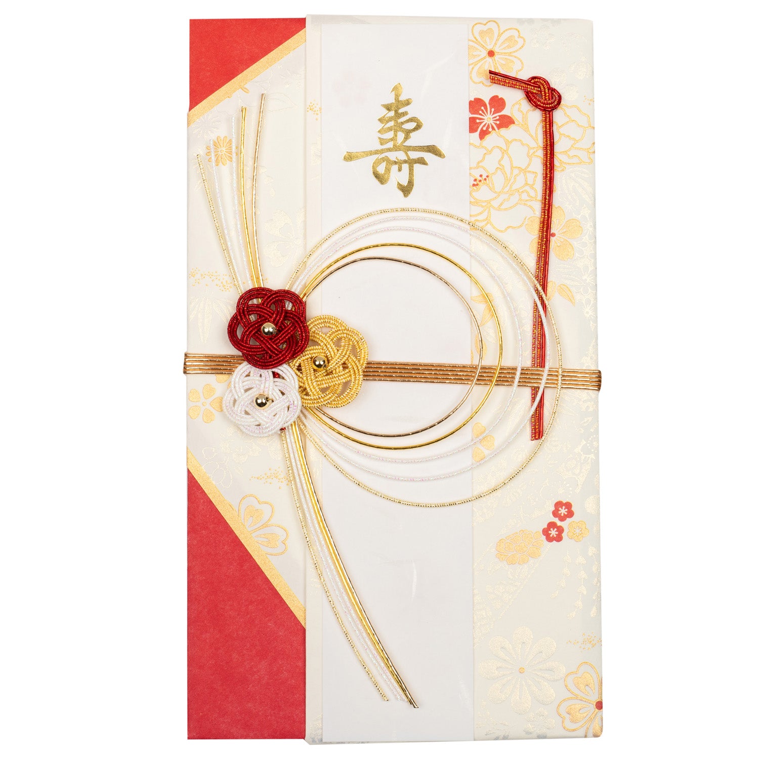 Red and Gold Floral Japanese Wedding Card