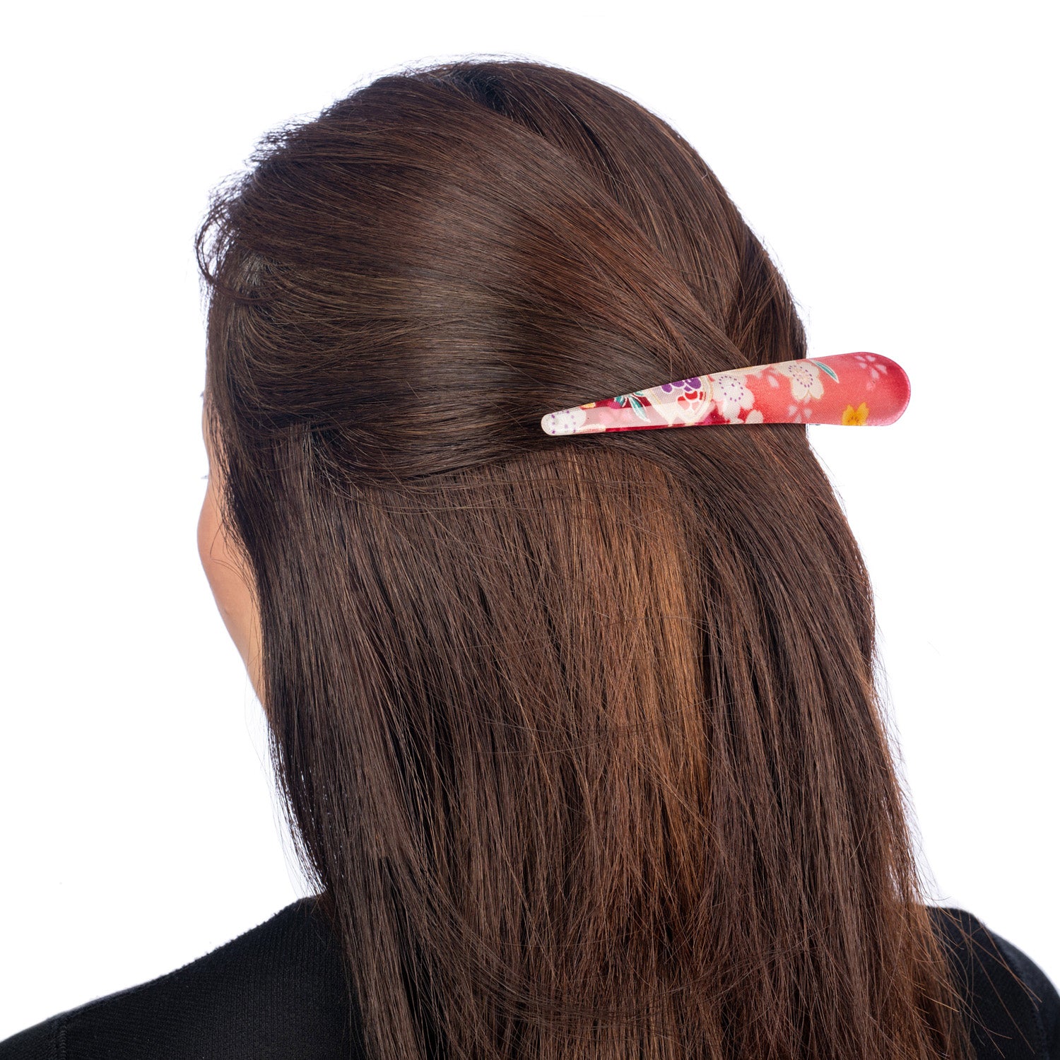 Red Cherry Blossom Japanese Hair Clip model side