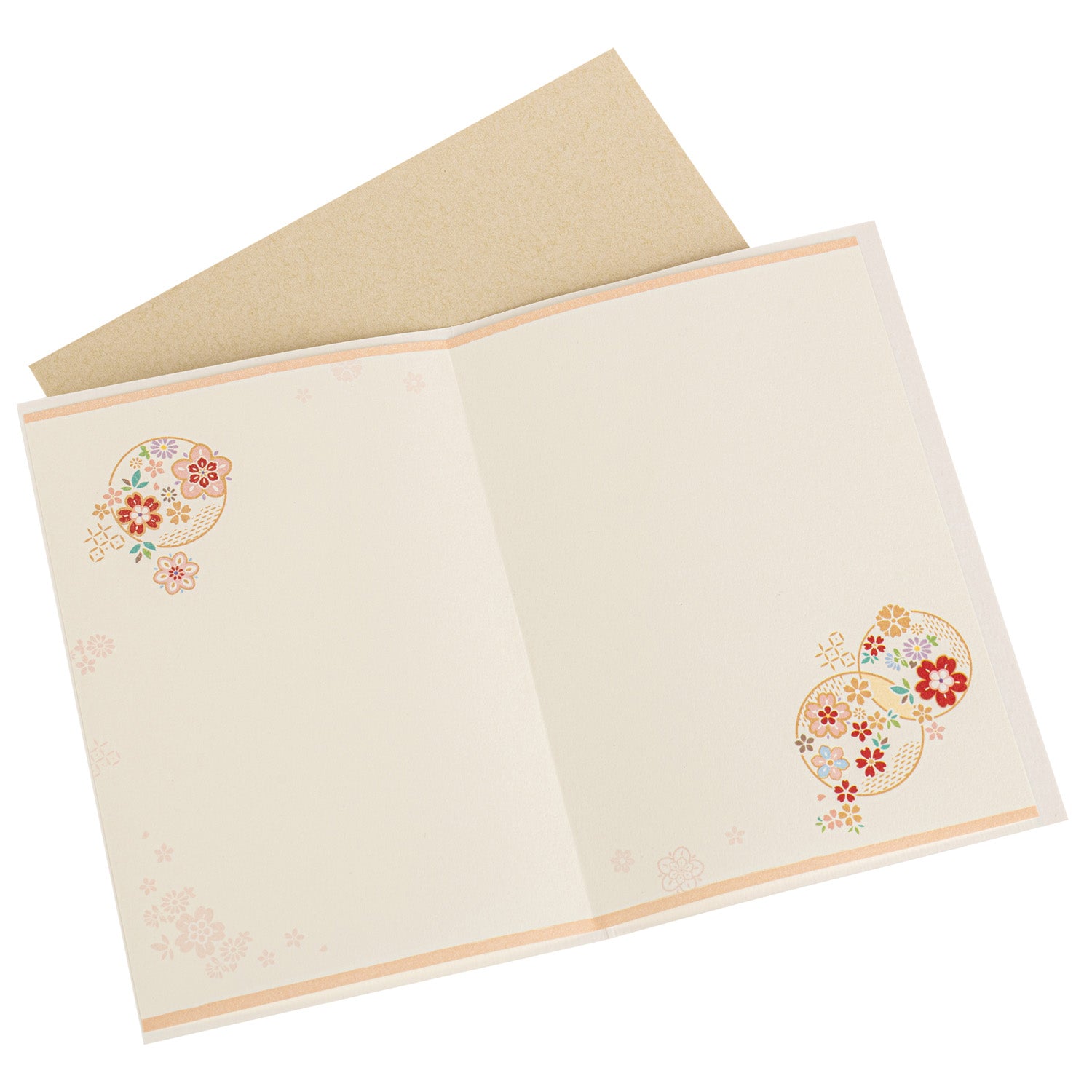 Red Floral Knot Japanese Thank You Card open