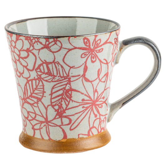 Red Flower Garden Japanese Mug