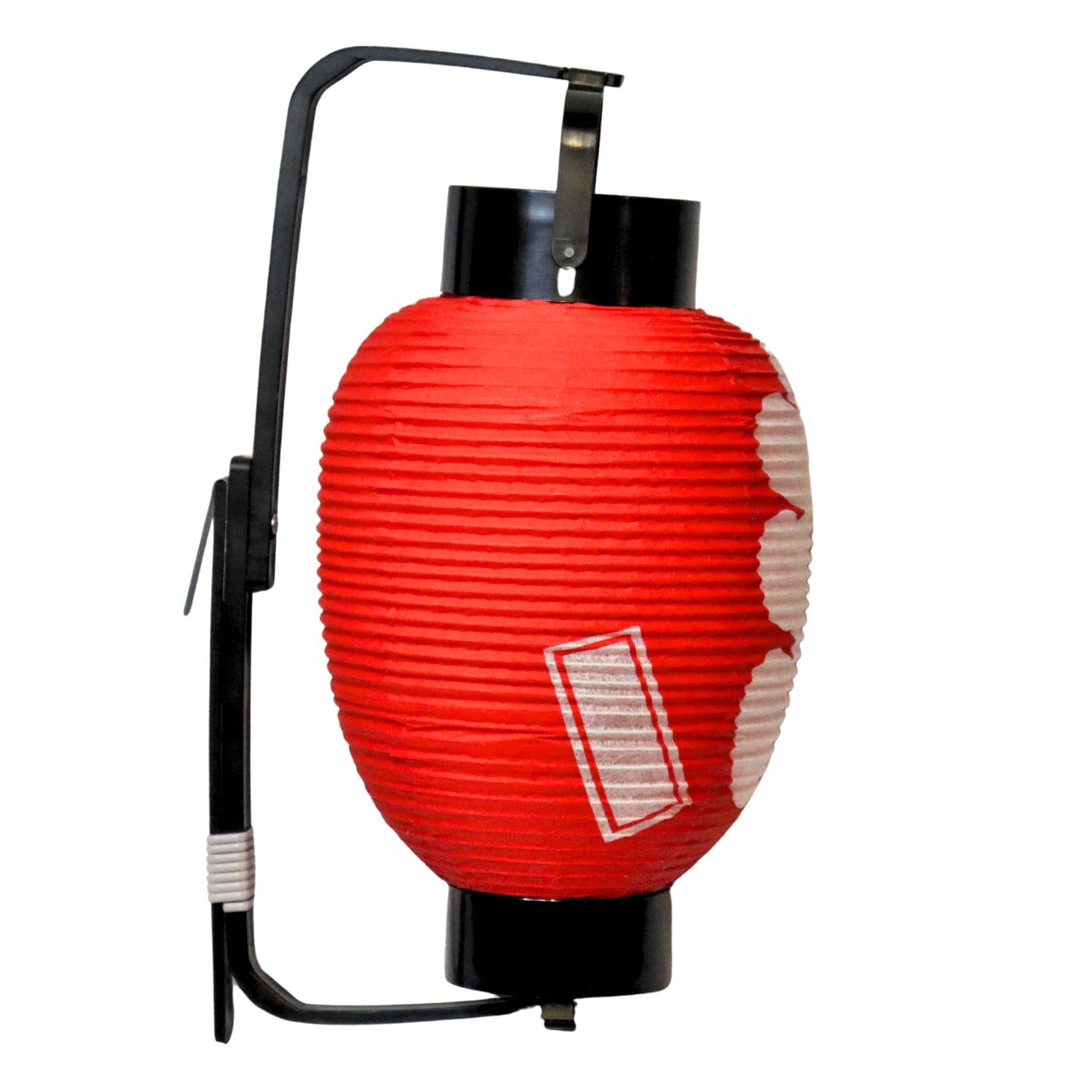 Red Good Luck Japanese Paper Lantern left side