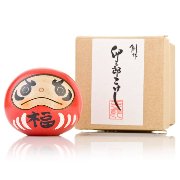 Red Happiness Daruma Kokeshi Doll